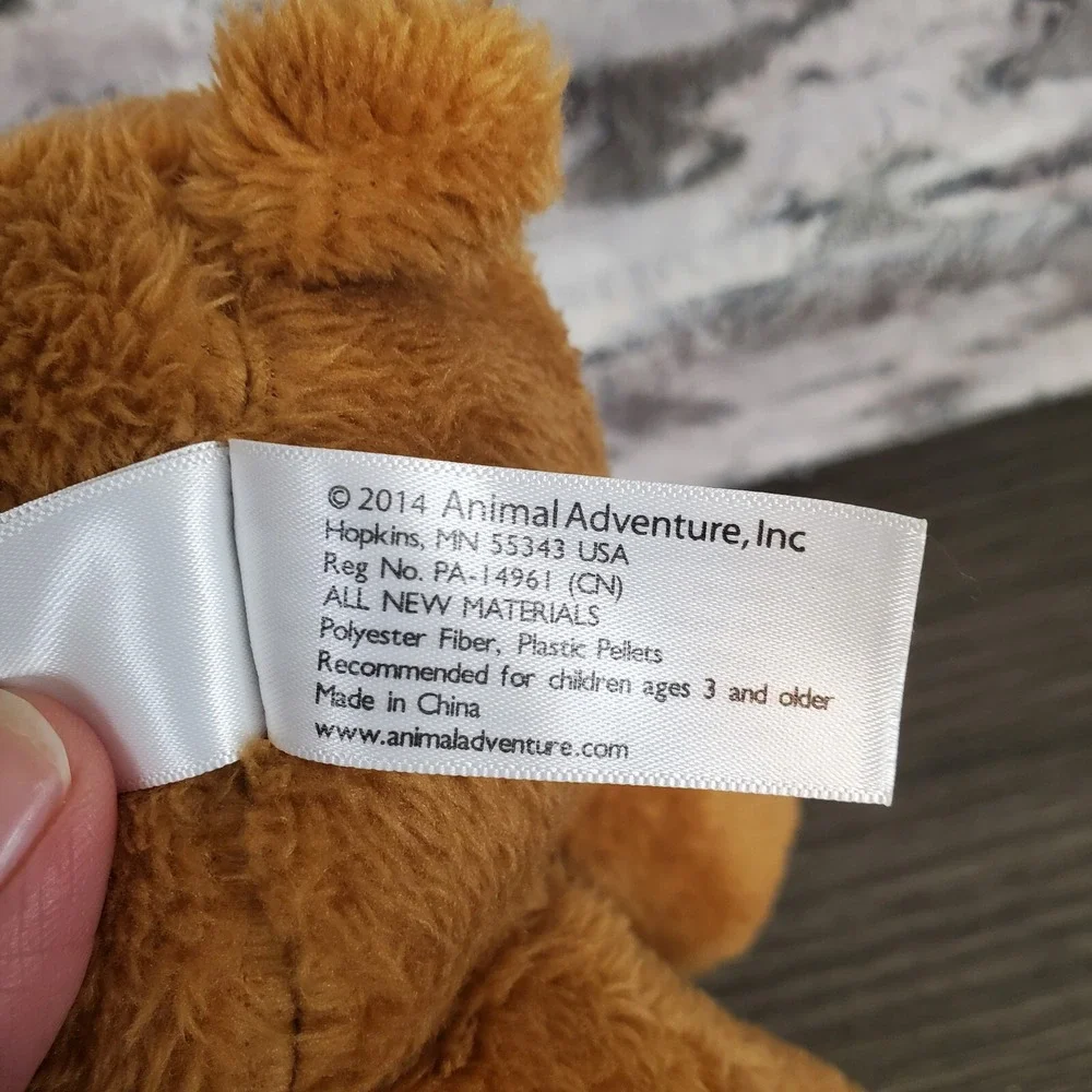 Animal Adventure Brown Teddy Bear Plush Navy Stripe Bow 12